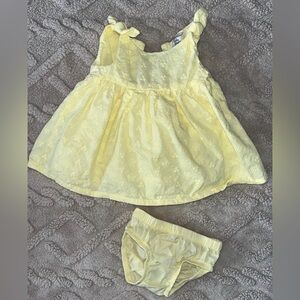 Baby Girl 3M Dress Set - Baby B’gosh Yellow Eyelet Bow Dress W/ Diaper Cover